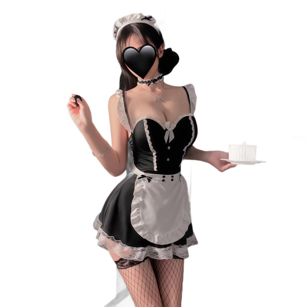 Sexy Maid Uniform Lace Pure Desire Suit Steel Rings Gather Chest Pad Cute Maid Sex Lingerie Seduction