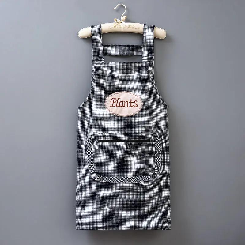 Household Kitchen Cleaning Baking Cooking Cotton Plaid Long Sleeve Apron Women s Waterproof Oil Proof Coverall Adult Fashion