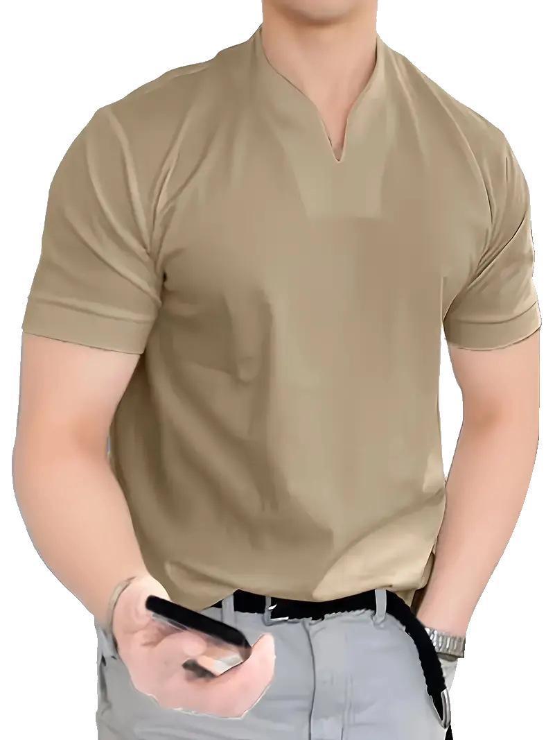 

Бавовняна літня чоловіча фітнес-футболка з v-подібним вирізом 2023 року XL хакі