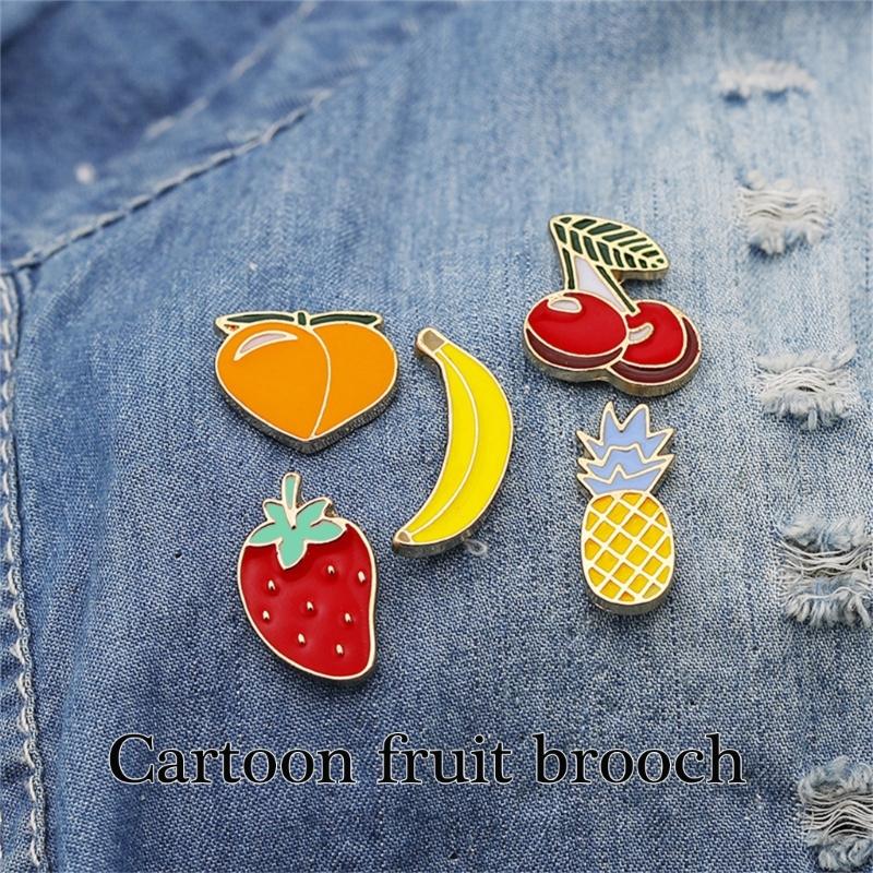 Charm Cartoon Jewelry Pin Fruit Brooch Clothing Accessory Alloy Texture Suitable for School Life and Parties Event