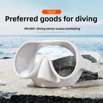 Schnorchelmaske, Schwimmbrille, Tauchen, Silikonrock, gehärtetes Glas, weites Sichtfeld, Training mit Nasenschutz, verstellbarer Riemen