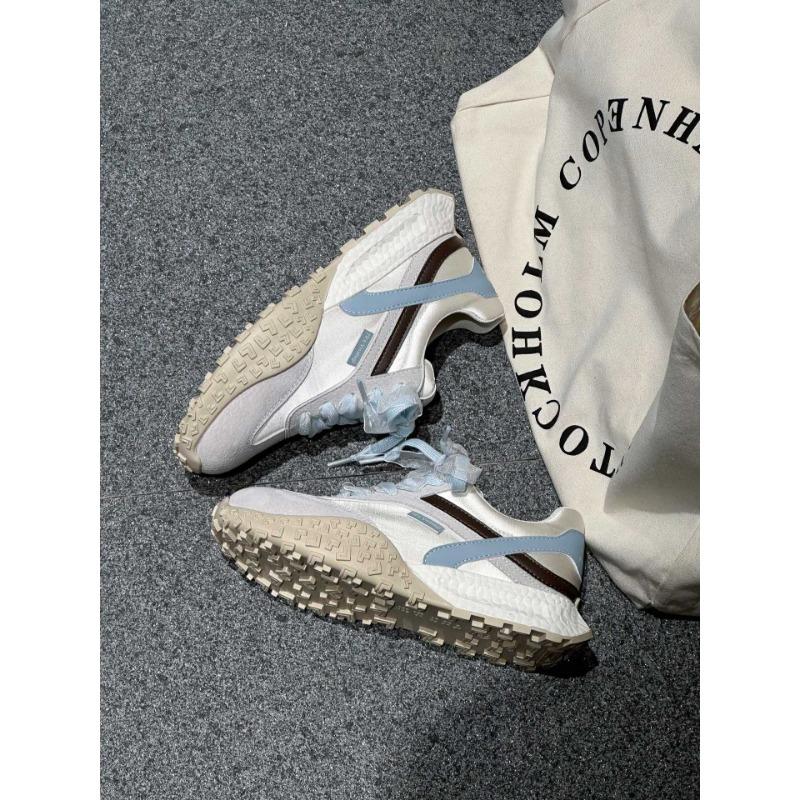 

Женские весенние новые на толстой подошве универсальные цветные кроссовки-папы на танкетке с лентами, балетные кроссовки женские 40 синий