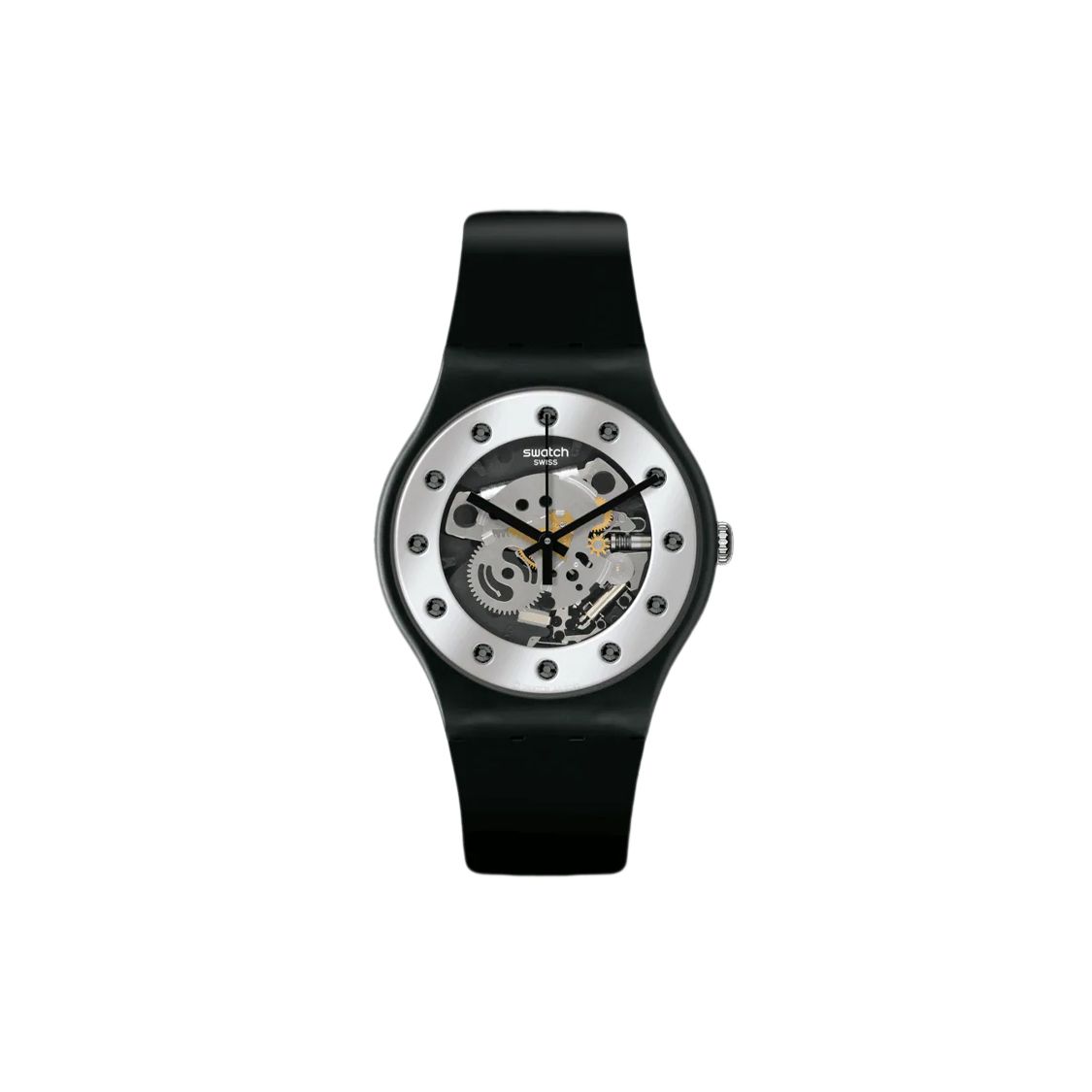 

Swatch Quartz Movement 30M Water Resistant Analog Womens Watch 41Mm Skeleton Dial Bio-Plastic Case Bio-Based Material Strap Women watches SO29B109 Skeleton