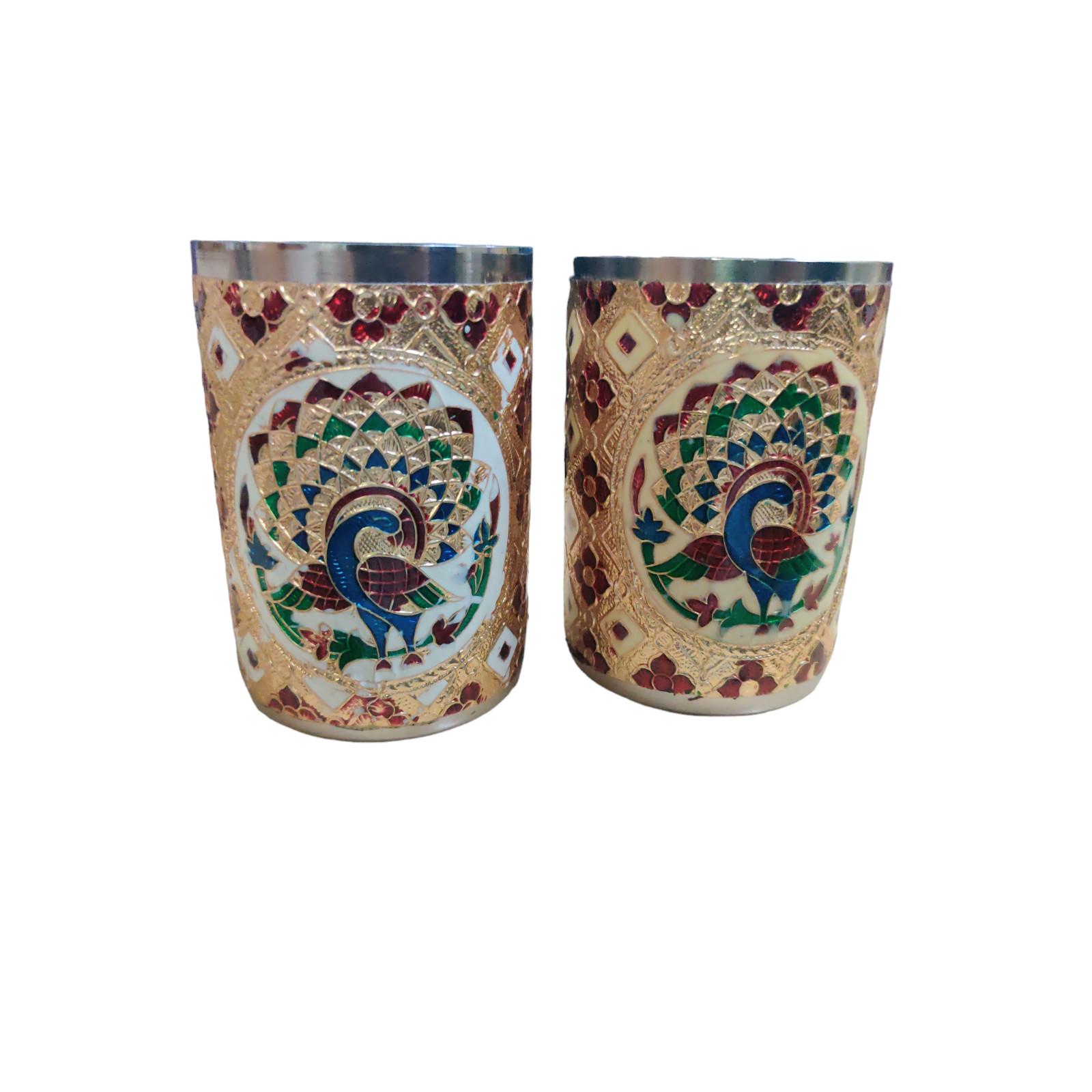 

@ Udaipur Stainless Steel Peacock Glass For Dinning Set Of 2 M623 Zr-1571-60%Off