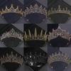 Diademi e Corone Nere di Cristallo Barocco Fascia Strass Diadema da Ballo Sposa Matrimonio Accessori per Capelli Gioielli Corona Tiara Regalo