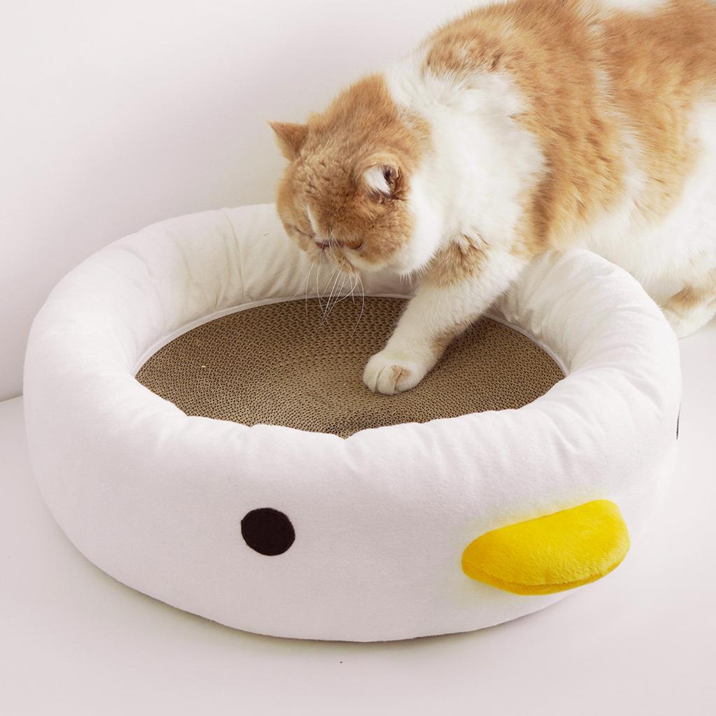 Cat Scratch Bed Round Wearable Cute Chicken Shape Portable Kitten Scratching Pad Bed for Winter