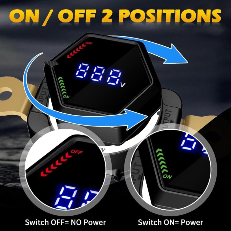 Digital Display Battery Disconnect Switches Waterproof and Precisions Design With Voltage Monitor For Car Truck Boats