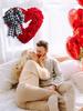 Artificial Rose Wreath Flower Wreaths with Bows Heart Love Garland Wall Hanging Sign for Front Door Wedding Party Decorations
