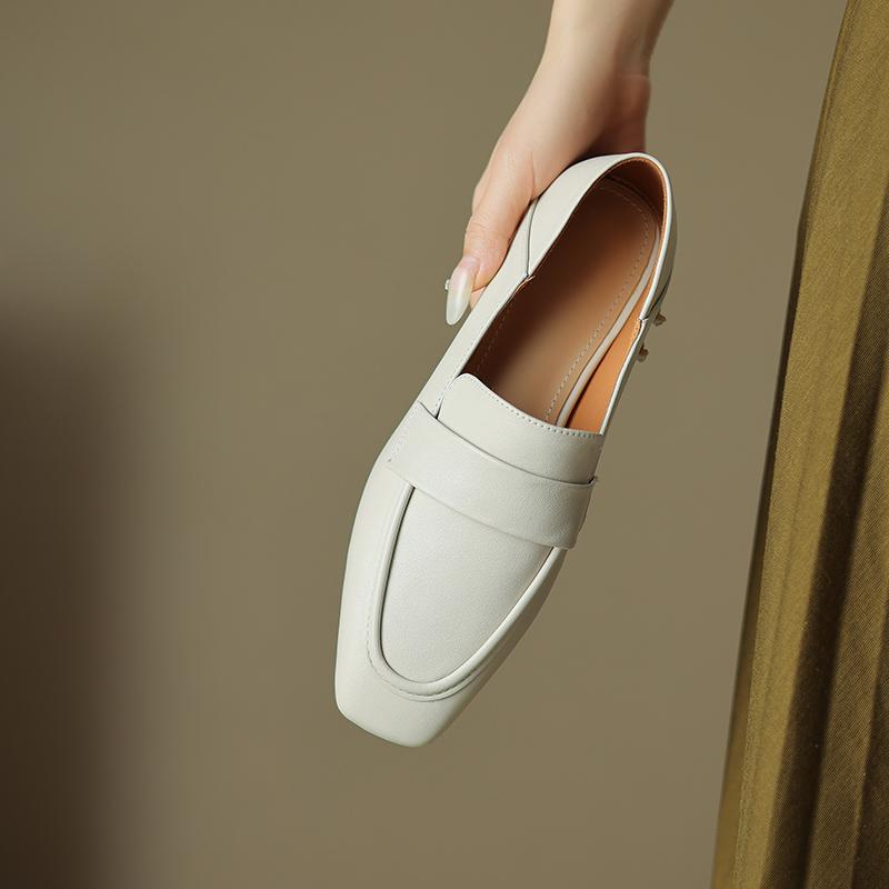 

Мода 2025 НОВЫЕ Осенние Женские Лоферы Натуральная Кожа Женская Обувь Квадратный Носок Массивный Каблук Обувь Женские Балетки Мягкая Женская Обувь 34