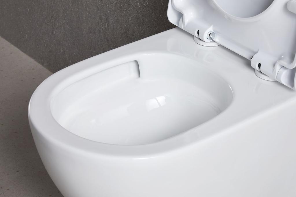 Wall-hung toilet bowl pureline fluxa tornado 53.5x36 cm with thick W/O seat white