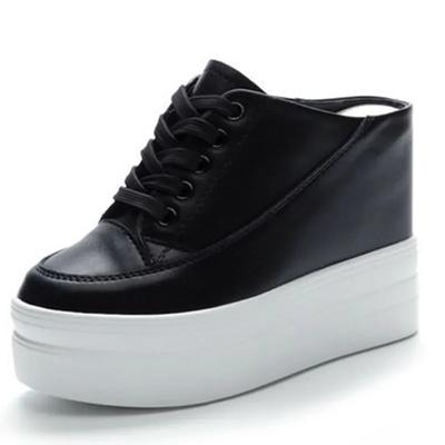 11cm Genuine Leather Fashion Height Increasing Females Lady Casual Platform Wedge Women Slip On Shoe Summer