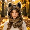 Autumn Fashion Accessory Cute Plush Animal Hat, Furry Cat Ear Headwear, Winter Hat Soft Warm Cap for Halloween Party Costume, Cosplay Accessories