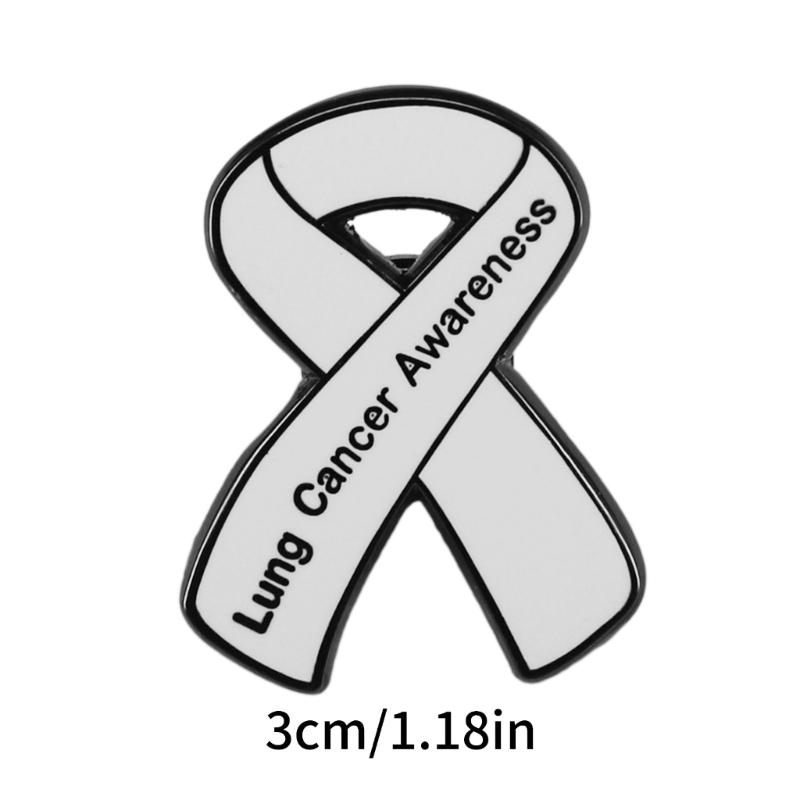 White Ribbon Enamel Brooch Pins Lung Cancers Prevention Awareness Badge Lapel Badges Jewelry Gift for Friends Nurse