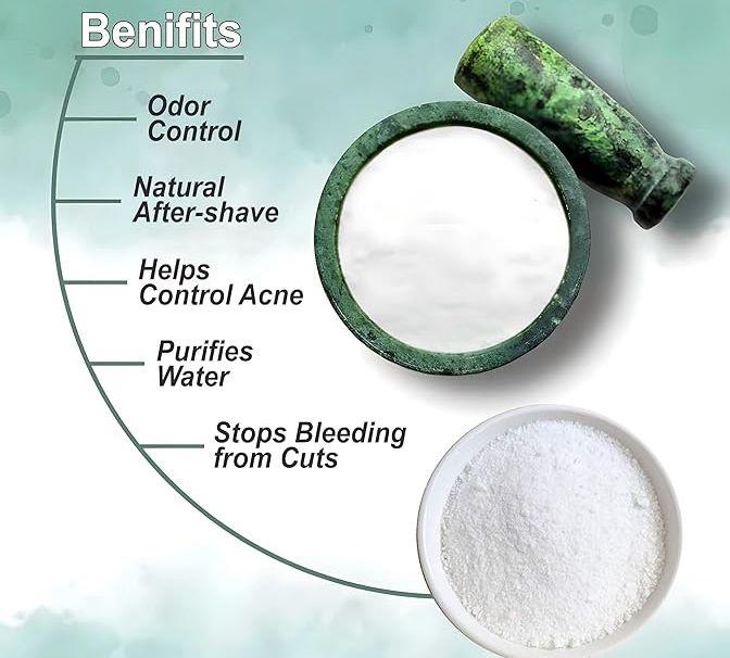 Alum Stone Powder | Fitkari Powder For Skin Care, Water Purification, Facial Hair Removal | After Shave | Deodrant ( 1 Kg )