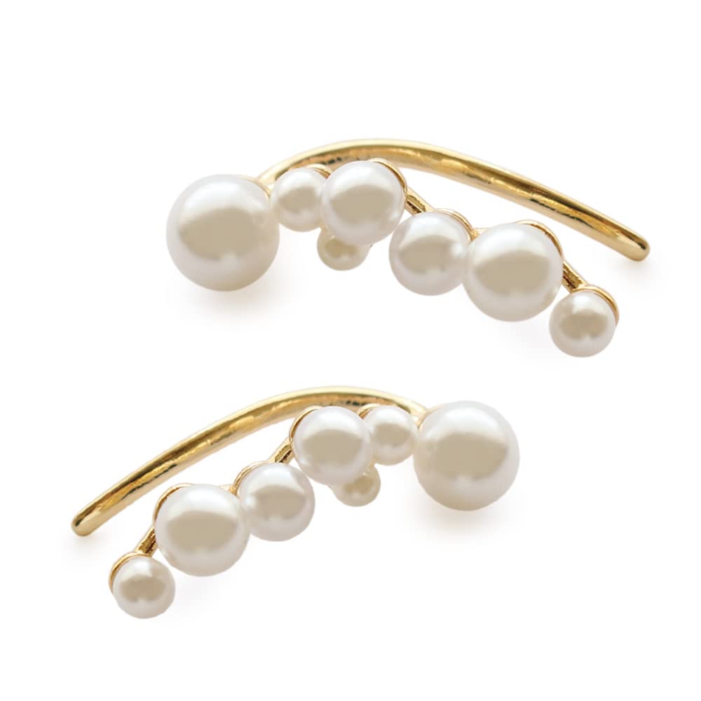 

JewelVOX Ear Cuff Pearl Earrings Hypoallergenic Nickel Free Both [JewelVOX] Women s (For Ears)