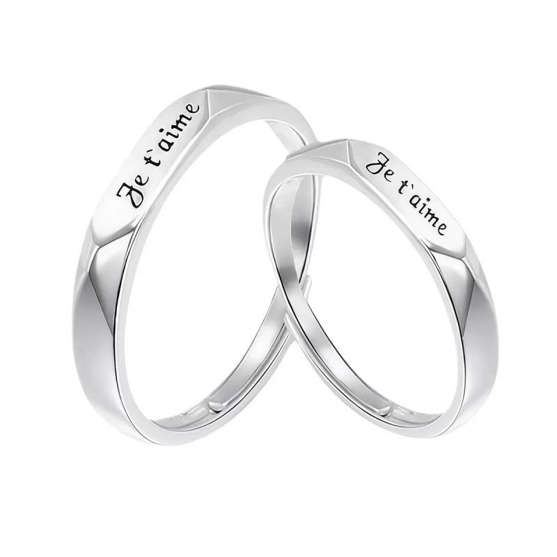 Adjustable Classic Couple Rings Set Rhodium/Gold Plated Brass Open Rings with Zircon Flower Design for Lovers