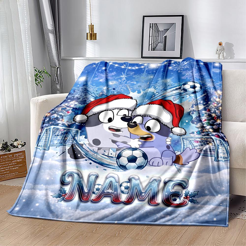 Winter Soccer Fun Customize Text Blanket Gift Personalized Blanket Durable Comfort Suitable for Picnics Couch Bed Seaside Four Seasons Universal