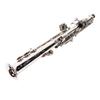 Soprano Bb Saxophone Straight Sax Set with Brass Pipe Body White Keys Woodwind Instrument Silver