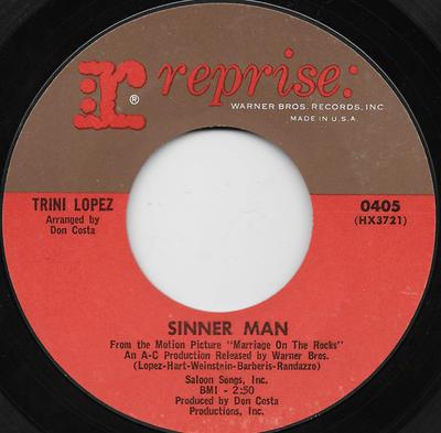 Disque 7 pouces TRINI LOPEZ - Sinner Man 0405 Reprise Records 1965 US Soul/Funk Occasion