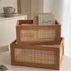 Vintage Rattanstorage Box Books Snacks Fruit Cosmetics Organizers Storage Woven Baskets Multifunction Organizers for Living Room