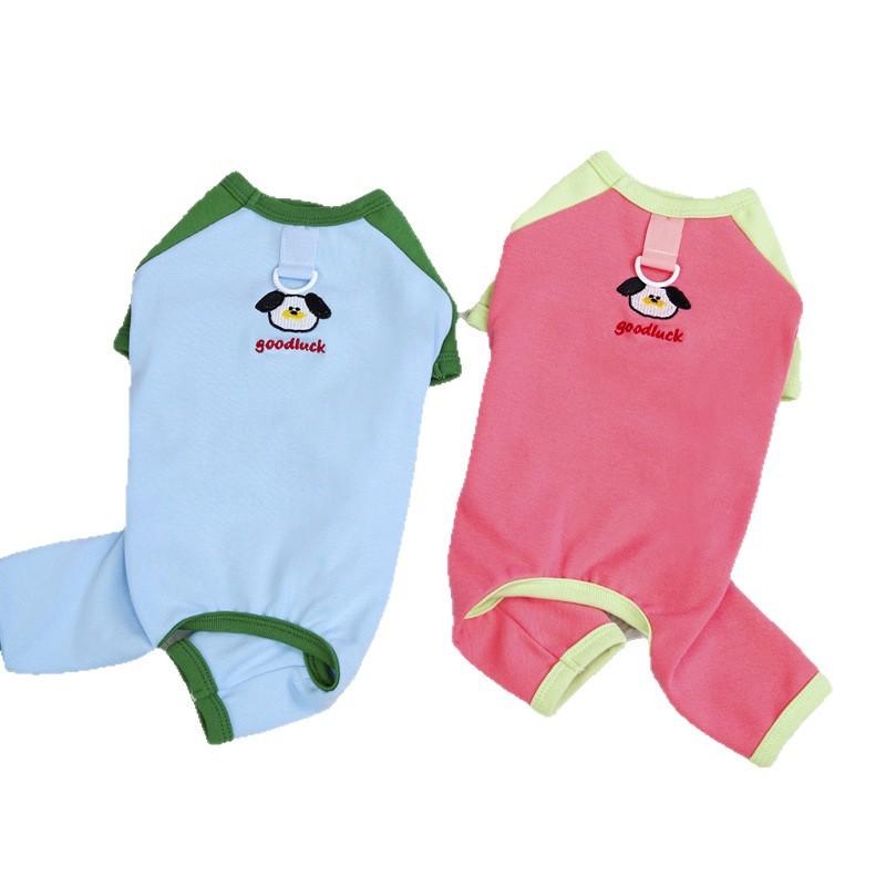 Comfortable cotton pet loungewear teddy than bear dog clothes four-legged pajamas can be towed