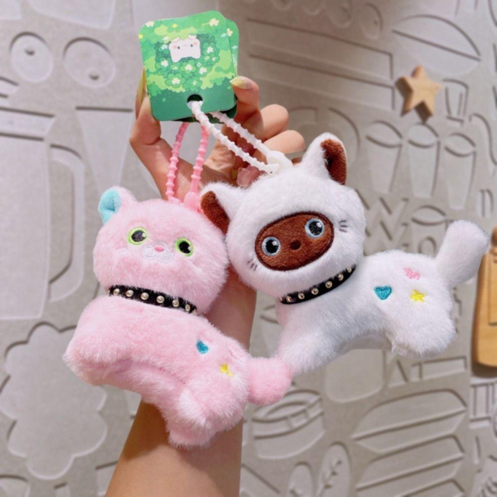 Soft Plush Cat Keychain Fluffy Stuffed Plush Cat Key Chain Simulation Kitten Pendant Bag Hanging