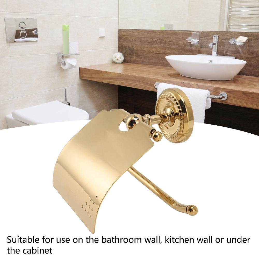 Exquisite Appearance Paper Roll Holder Golden Tissue Roll Holder Bathroom Kitchen Washroom