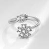 Rotatable Flower Moon Star Open Ring For Women Anti Anxiety Stress Relief Micro Paved Zircon Jewelry