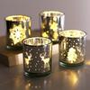 1pcMini Christmas Tree Elk Candle Cup Snowflake Glass Candle Holder Christmas Gift Store Home Dining Table Decoration Ornament