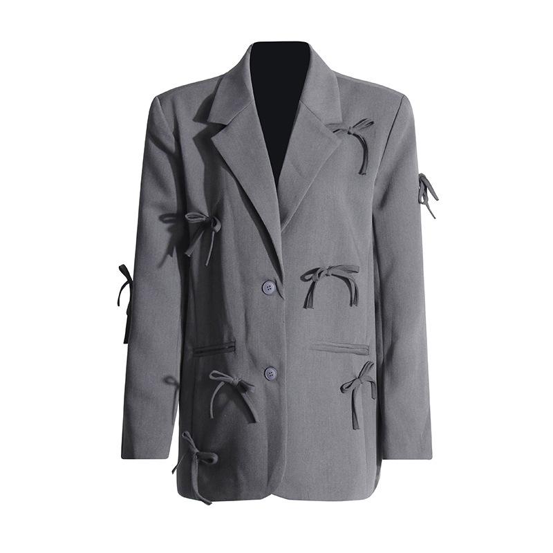 Summer 2026 Women's Casual Blazer with 3D Bow Patchwork Design