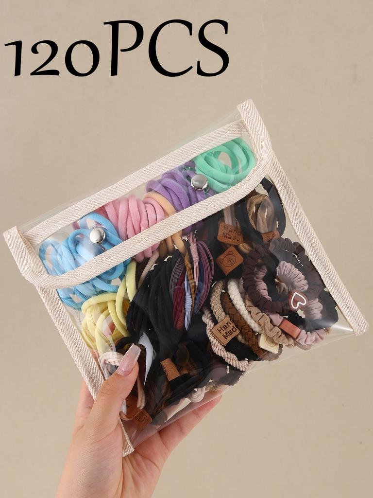 120PCS/ set of girls candy color khaki color nylon hair band Basic course Hair band suitable for wearing ponytail hair band fash