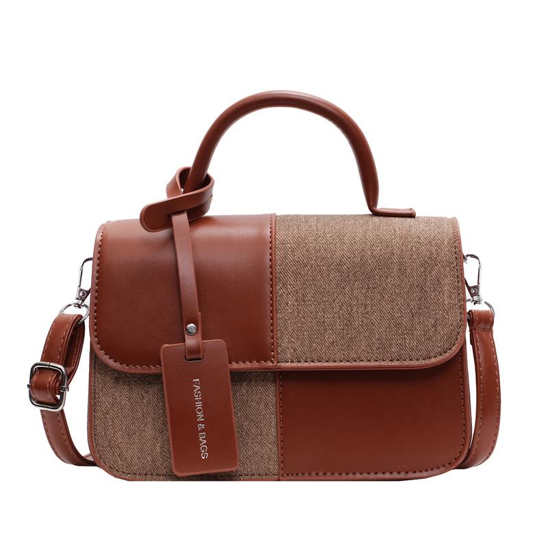 Contrasting Color Retro Small Bag Women's Fashion New Portable Small Square Bag High Texture Personalized Commuter Messenger Bag