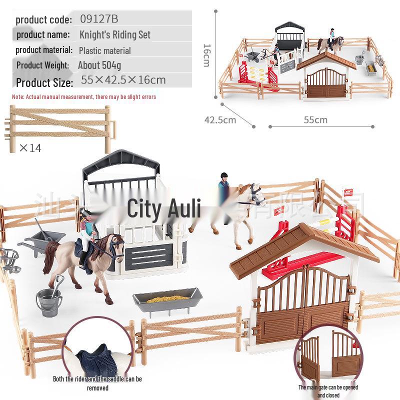 Farm Animal and Human Figures Playset with Fences: Rabbit, Sheep, Donkey, Cow - Parent-Child Simulation Toy