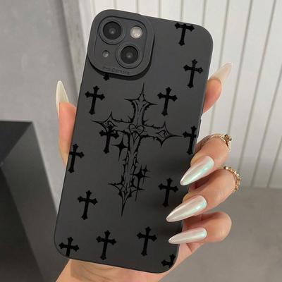 Custodia per telefono con grafica a croci nere per iPhone 15 14 13 12 11 x XR Xs SE2 SE 8 7 plus pro Max mini cover posteriore in silicone