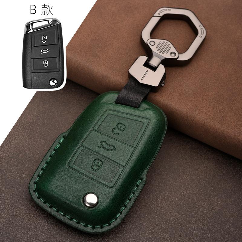 Suitable for Volkswagen Exploration Song Tuon Tuyue CC Bora 7 Golf 6 Leather Car Key Case Case Buckle Lingdu