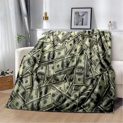 Dollar Euro Money Pattern Soft Plush Blanket,Flannel Blanket, Throw Blanket for Living Room, Bedroom, Sofa, Picnic Cover#