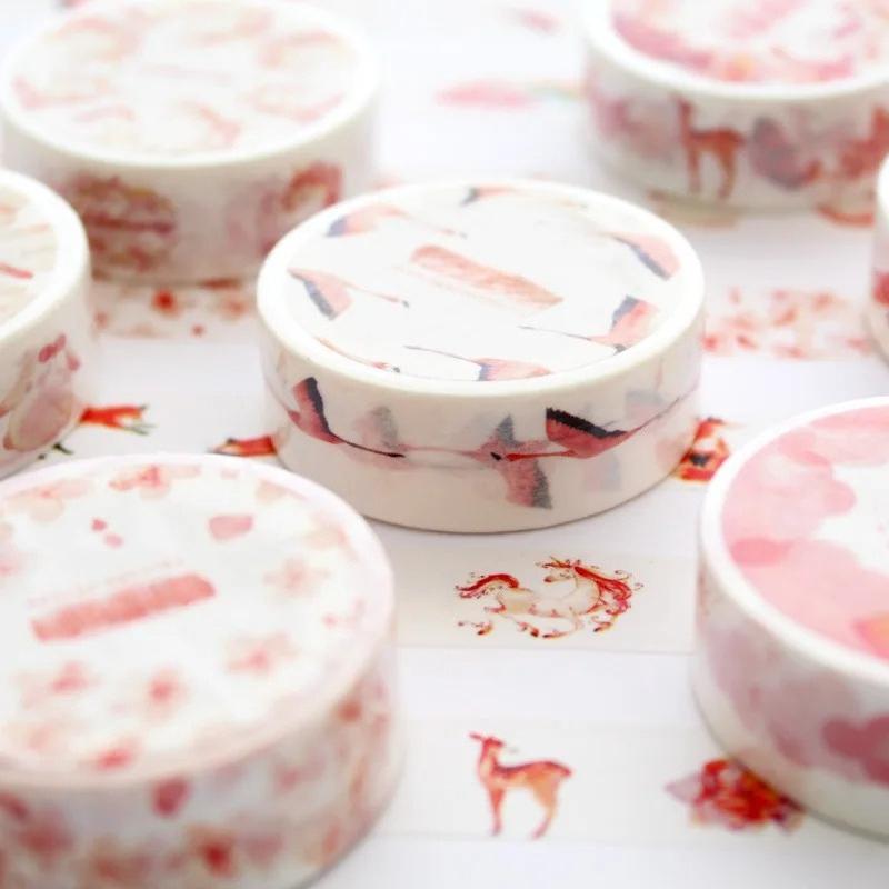 1Roll Kawaii Mini Pattern Washi Mask Tape Creative Collage DIY Junk Journal Scrapbooking Material Cute Stationery Stickers
