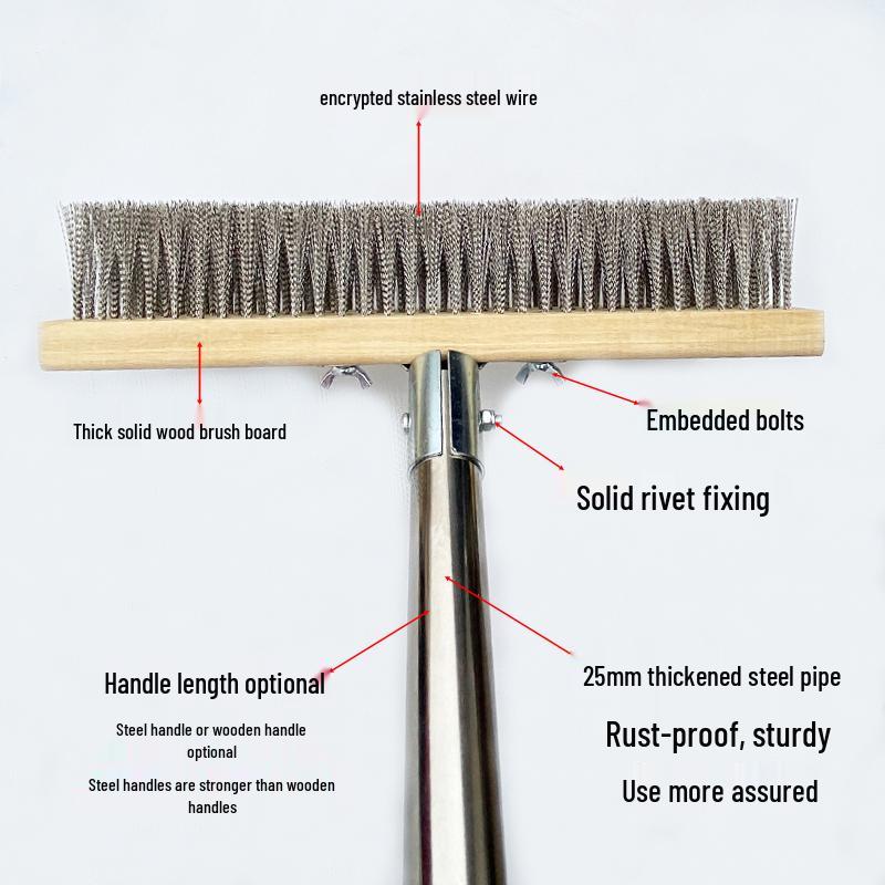 Stainless Steel Long-Handled Moss Removal Floor Brush