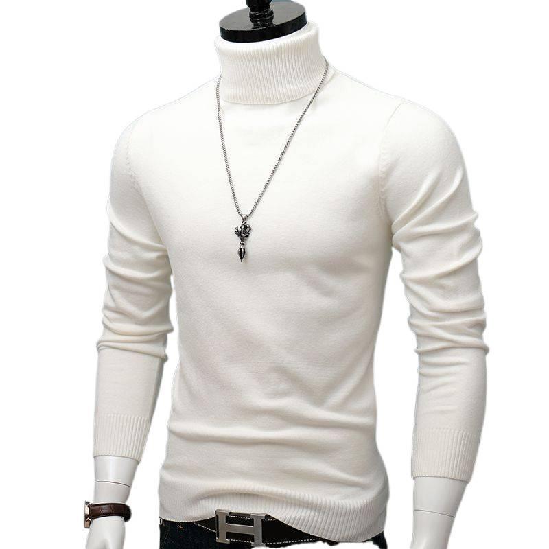 Men's Korean Style Turtleneck Knitted Sweater: Autumn/Winter Thick, Trendy, Plus Size Loose Pullover.
