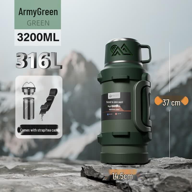 ENIVAL 3.2L 316 Stainless Steel Insulated Travel Flask with Tea Infuser