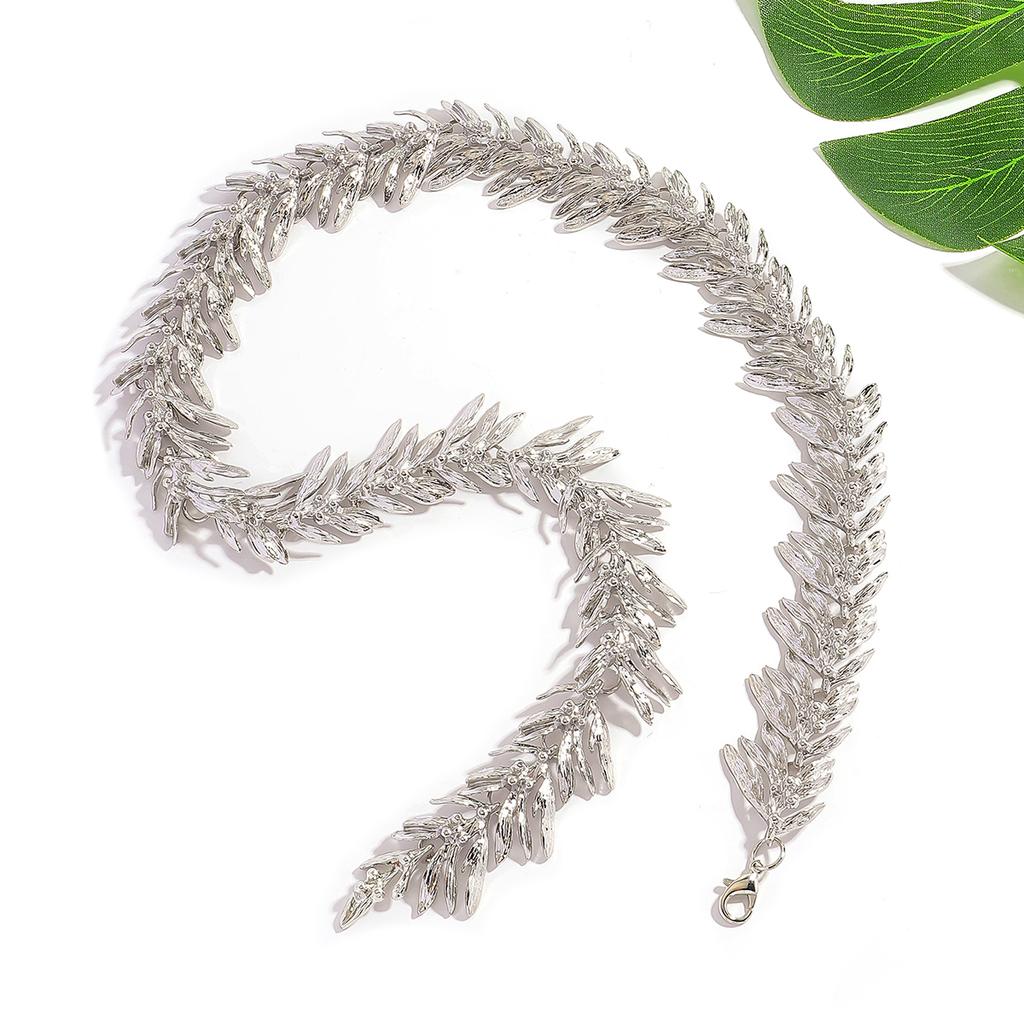 Collana con Nappa a Foglia Metallica ZAA da Donna, Gioielli Eleganti Bohémien per Celebrazioni, Accessori per Vacanze Estive, Festival, Matrimoni