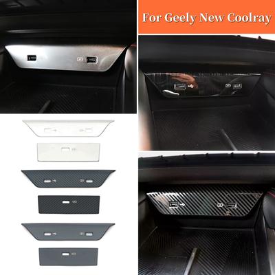 For Geely New Coolray 2023-2024 Accessories Stainless Car Front Rear USB Charger Plug Panel Covers Hole Frame Trim Mouldings