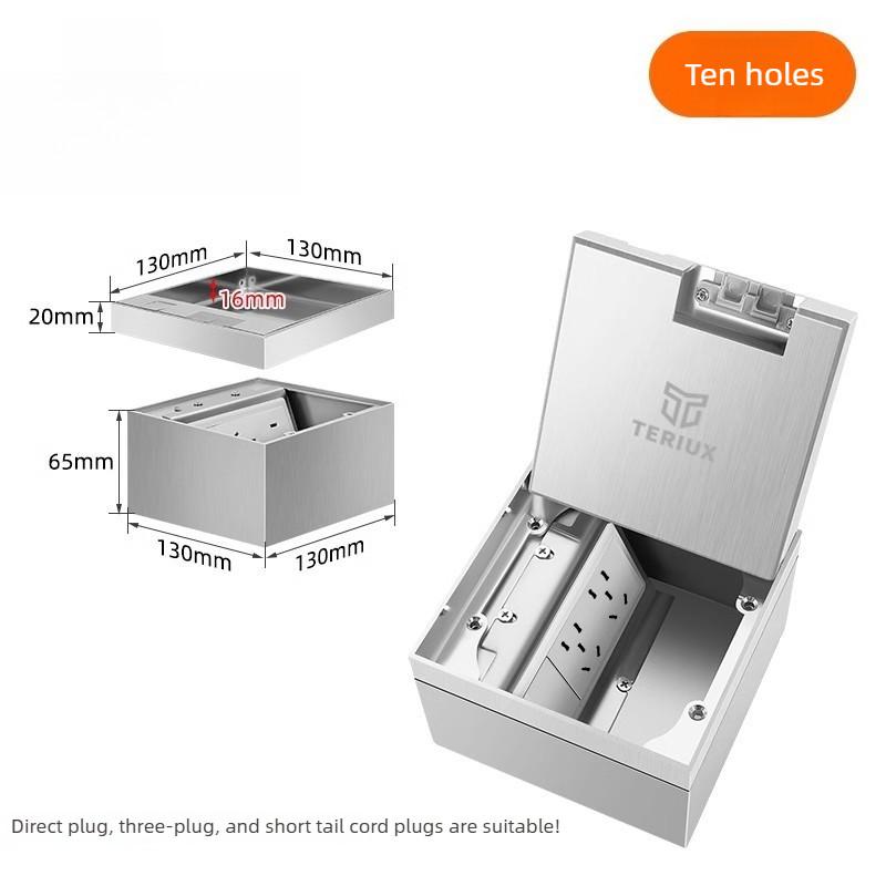 Stainless Steel Waterproof Power Socket Household Invisible Embedded Floor Socket Flat And Ultra-thin Socket
