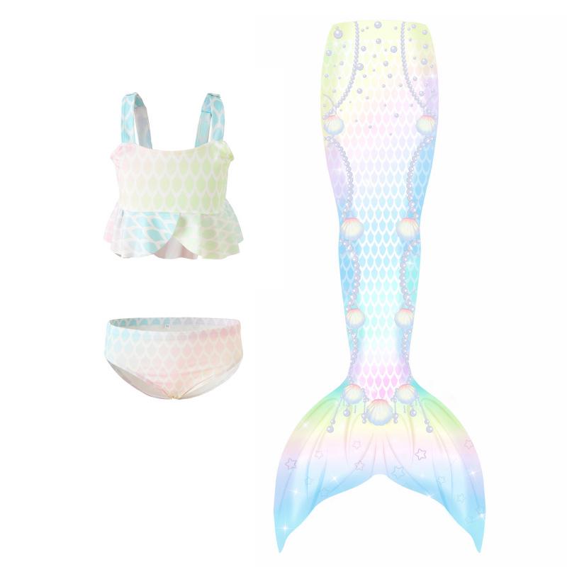 Girls' Princess Mermaid Swimsuit Set: Bikini, Skirt, and Dress for Performance