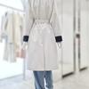 Women's Color Block Belted Single Trench Coat YW5MR405