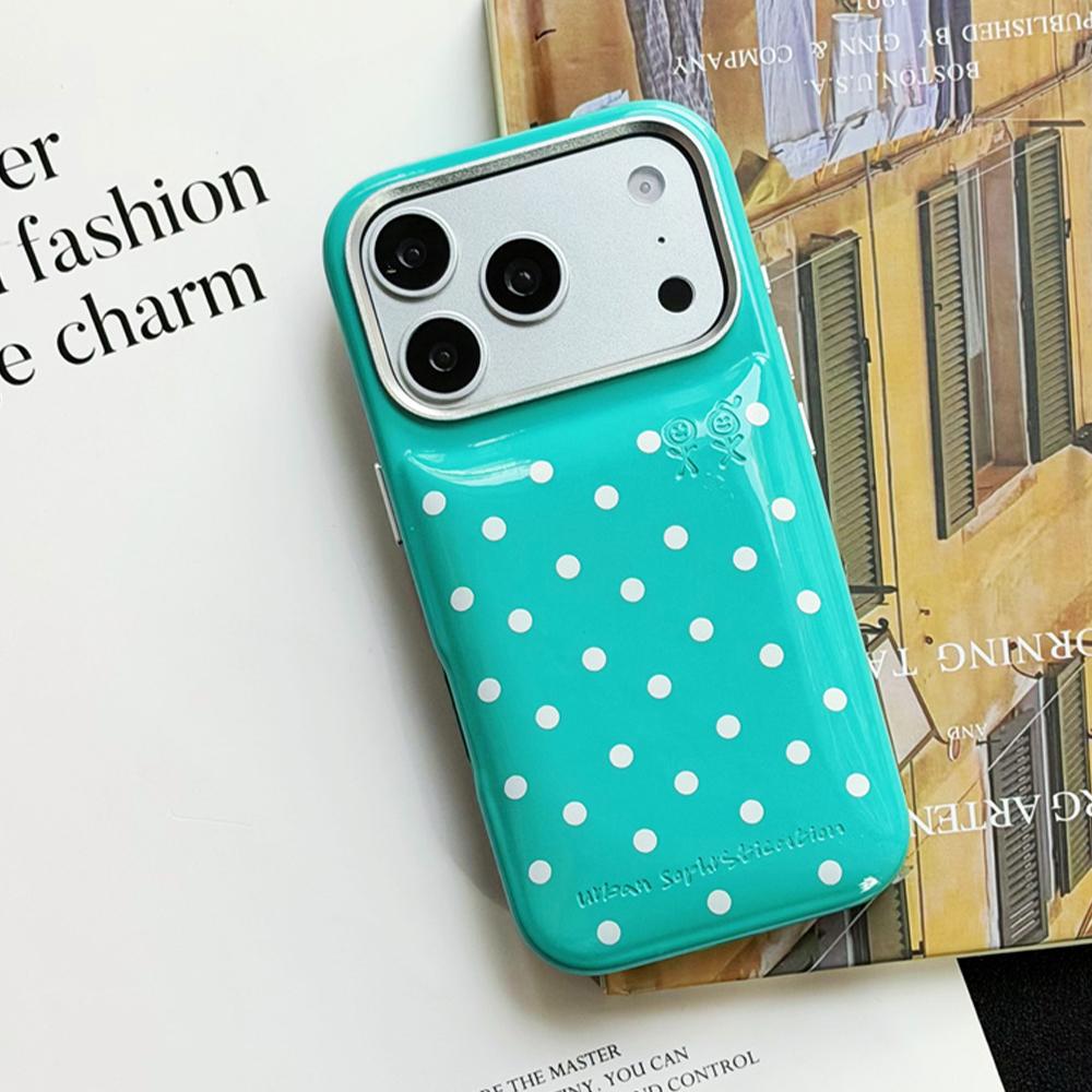 Candy Color PU Leather Puffer Polka Dots Phone Case For 16 17 Pro Max 17Pro 16Pro Shockproof Hard Protection Back Cover