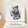 3D Cartoon Hole Cat Toilet Sticker Bathroom Lovely Animal Beautification Decoration Toilet Lid Waterproof Self-Adhesive Sticker