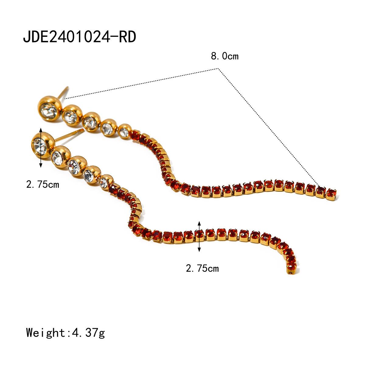 ins fashion new 18k gold stainless steel zircon fringed earrings summer fresh and simple white earrings with diamonds