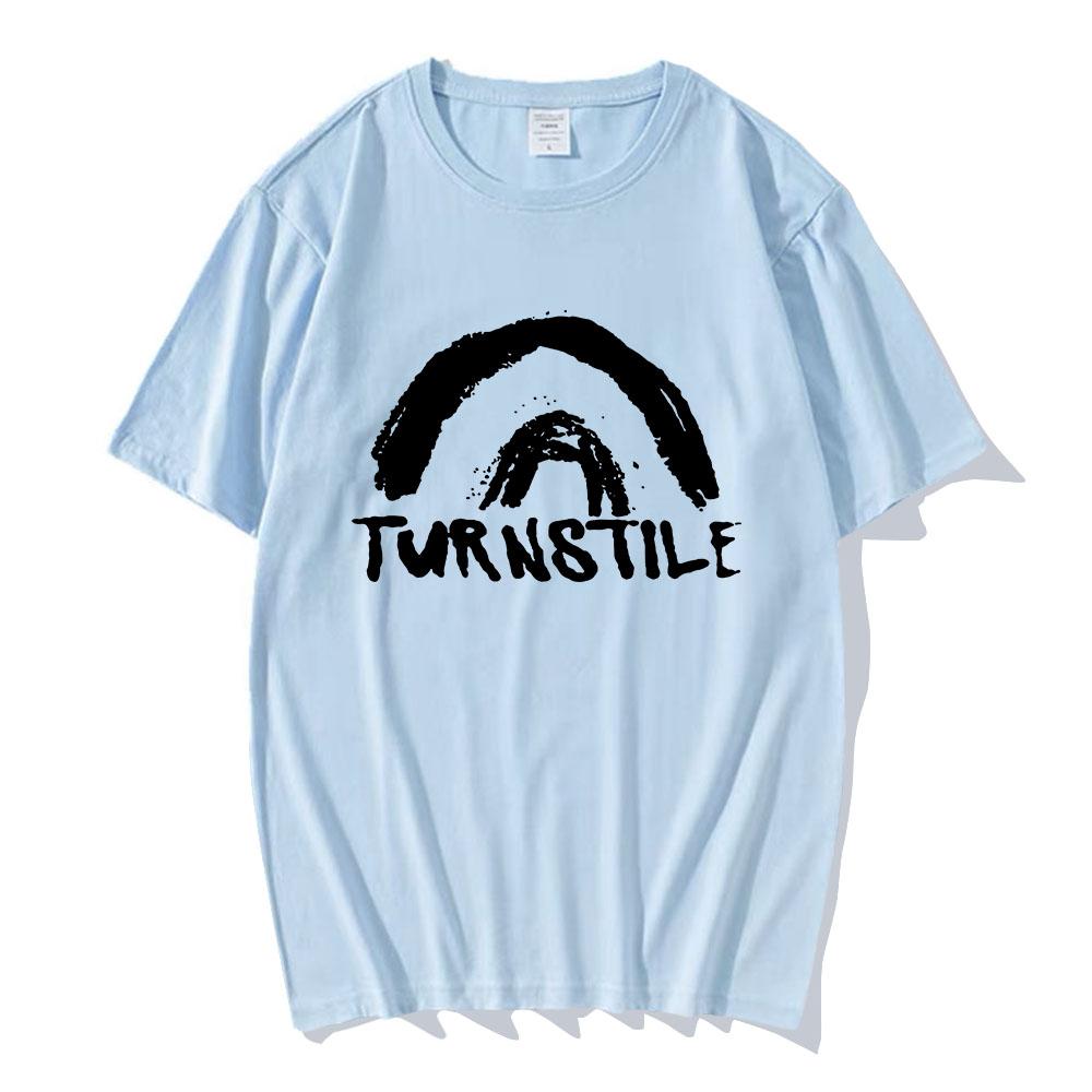 TURNSTILE DOUBLE RAINBOW T-shirt Summer Short Sleeve Male Tshirts Casual Fashion Loose Cotton T Shirt Men Women Tees Streetwear