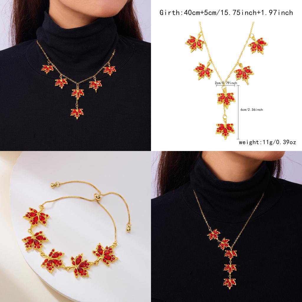 Autumn Red Maple Leaf Necklace For Women Men With Alloy Pendant And O Link Chain